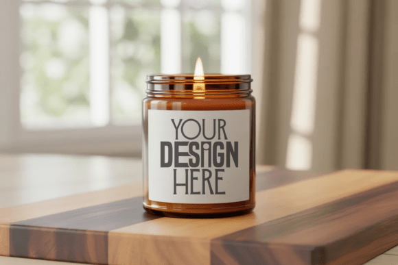 Amber Candle Mockup for Product Mockups