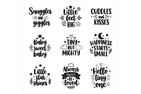 Baby Quotes and Phrases on White for Crafts