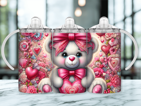 Bear Hearts Sippy Cup Kids Tumbler PNG & Wraps