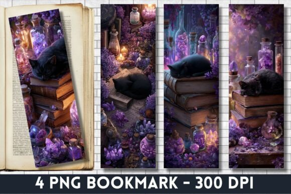 Black Cat Witchy Potion Bookmark Design & Crafts