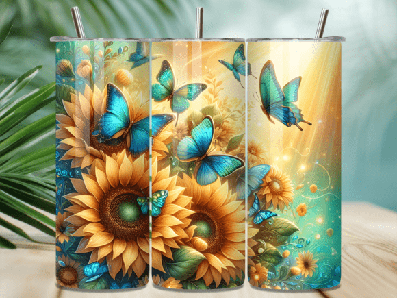 Blue Butterfly Sunflower Tumbler Wrap Review