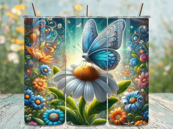 Blue Daisy Butterfly Bloom Tumbler Wrap Review
