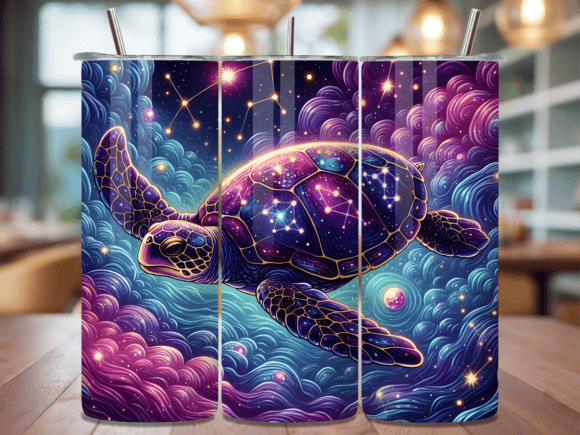 Celestial Galaxy Turtle Tumbler Wrap PNG Review