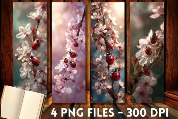 Cherry Blossom Spring Ladybug Bookmark Crafts
