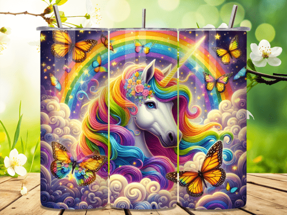 Cosmic Neon Aurora Unicorn Tumbler Wraps