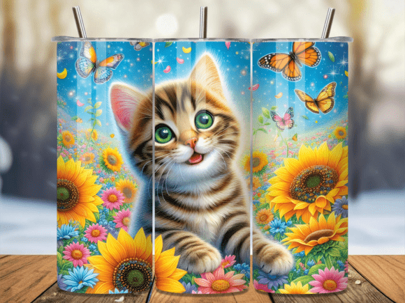 Cute Kitten Sunflower Garden Tumbler Review