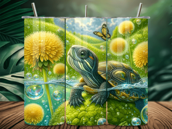 Dandelion Green Turtle Tumbler Wraps