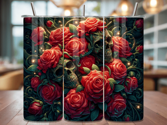 Dark Gothic Red Rose Skull Tumbler Wrap Review