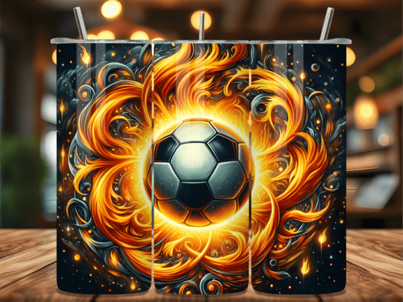 Fire Flame Soccer Ball Tumbler Wrap PNG Review