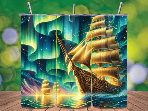 Golden Sailing Ship Aurora Tumbler Wrap Review