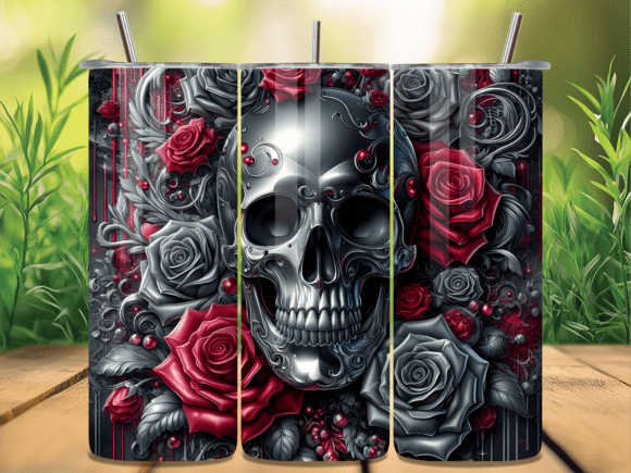 Gothic Silver Rose Skull Tumbler Wrap Review