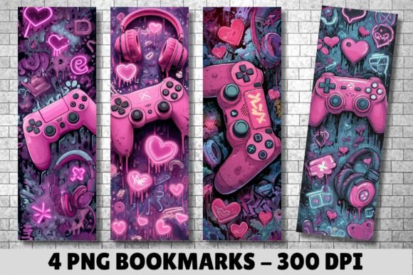 Graffiti Controller Heart Gamer Bookmark Print Templates