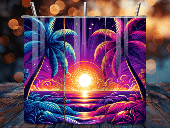 Neon Synthwave Tropical Beach Tumbler Review