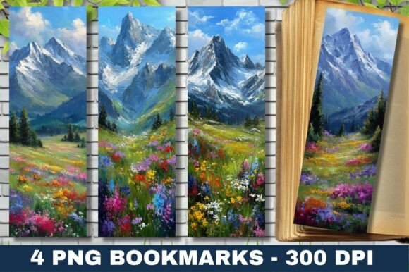 Oil Paint Mountain Flower Field Bookmark Crafts