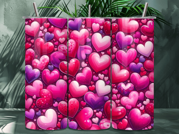 Puffy Hearts Valentines Day Tumbler Wraps