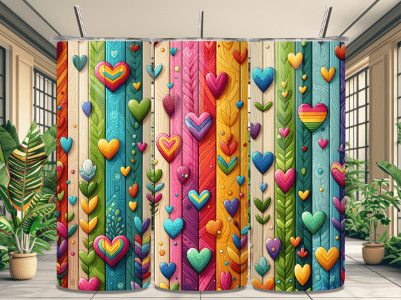 Rainbow Valentine Heart Tumbler Wraps