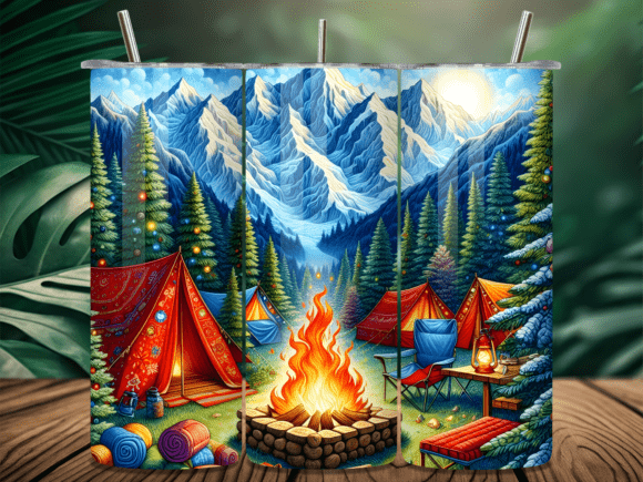 Winter Snowy Mountain Camping Tumbler Wraps Review